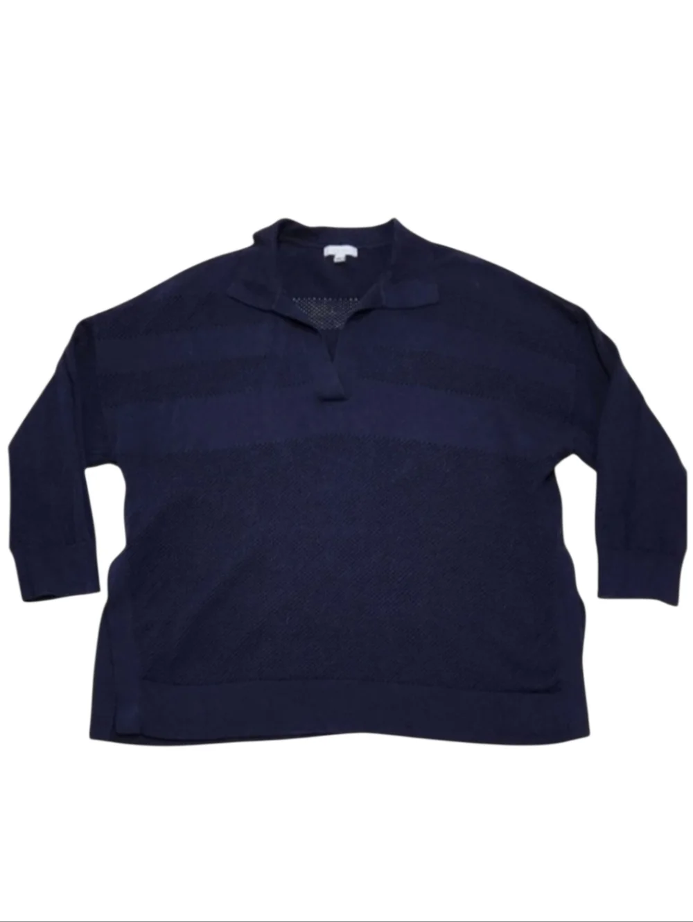 JOHNNY WAS Calme Pullover Sweater Organic Cotton / Cashmere Dark Blue Size XL
